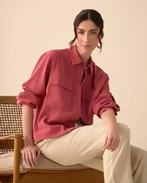 Camisa Rosa Rubor Oscuro Talla L 611G033 Esprit