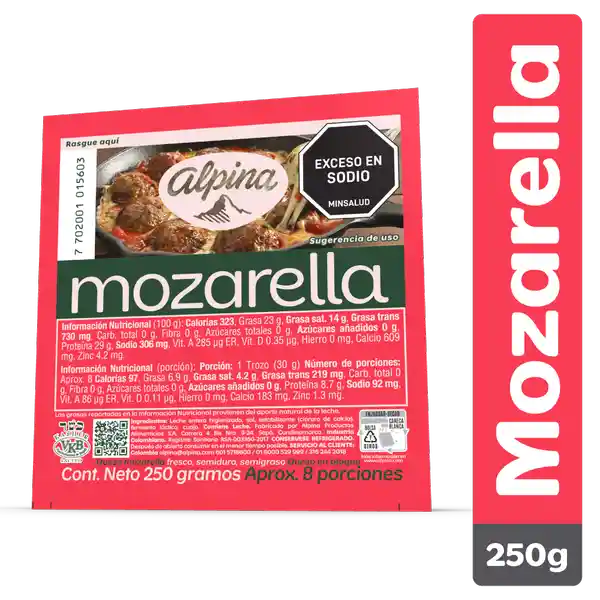 Alpina Queso Mozarella Bloque 250 g