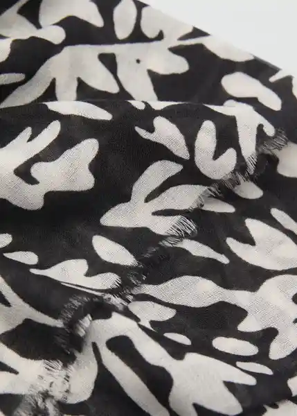 Fular Bicolor Negro Talla 99 Mujer Mango