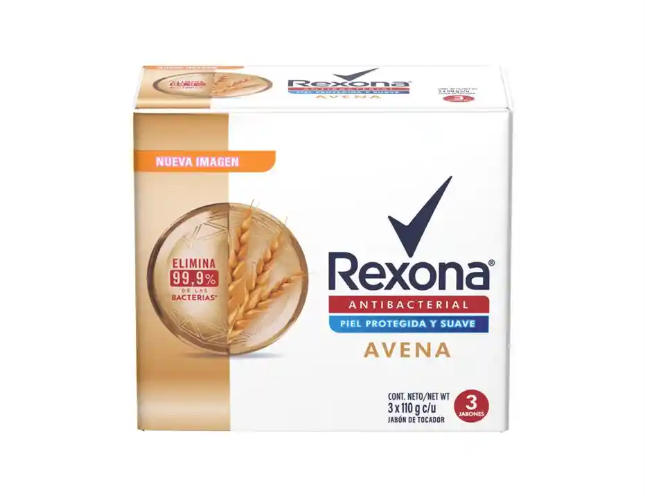 Jabon Antibacterial Avena Rexona Tripack