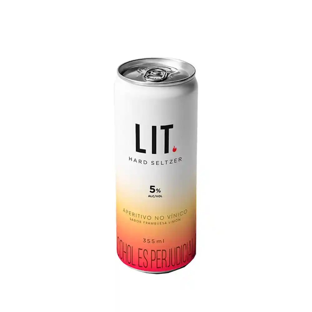 Lit Bebida Hard Seltzer Aperitivo Sabor Frambuesa y Limón 