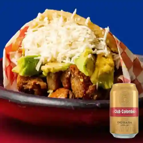 Combo Arepa de Chicharrón + Club col. Dorada Lta 330ml