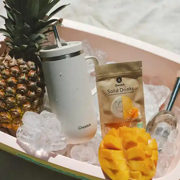 Qwetch Vaso Cold Cup Con Asa Isotérmico Beige 600 mL