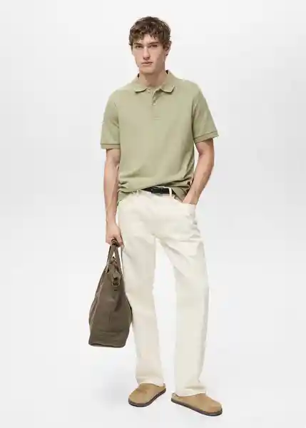 Camiseta Polo Rea Khaki Talla M Hombre Mango