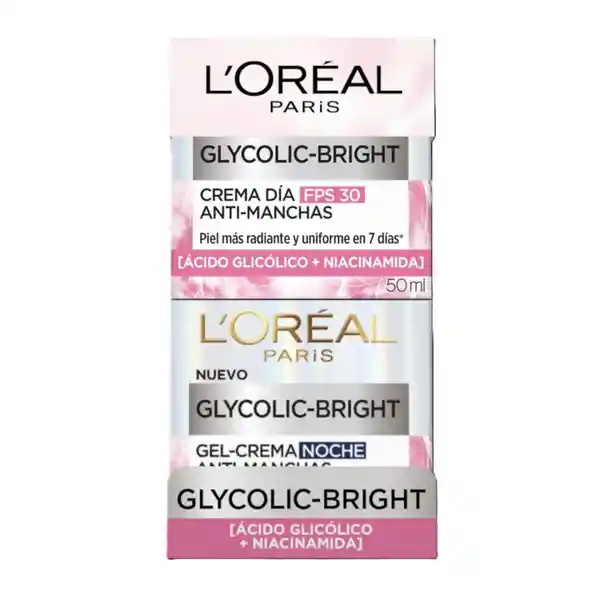 LOréal París Crema Día y Noche Con Ácido Glicólico Glycolic