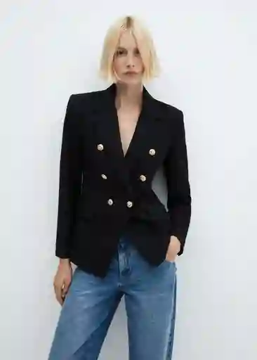 Blazer Americana Olivia Negro Talla S Mujer Mango