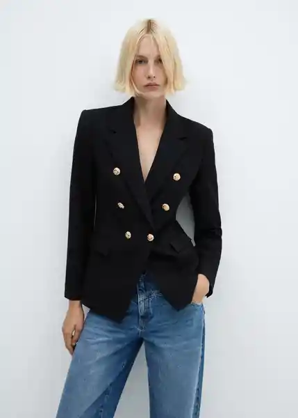 Blazer Americana Olivia Negro Talla S Mujer Mango