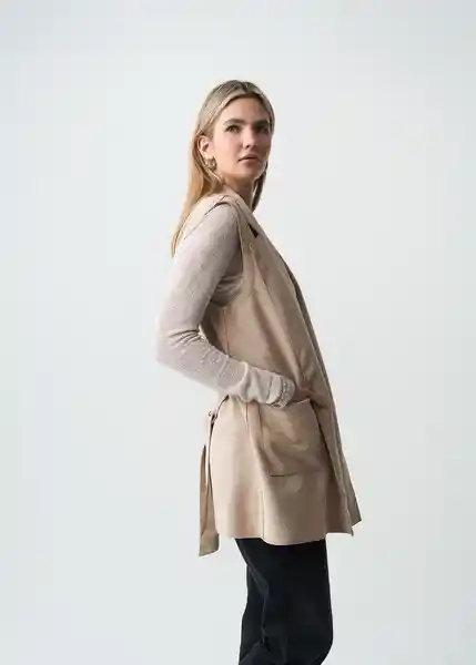 Chaleco Mujer Beige Polvillo Medio Talla L 523G033 Naf Naf