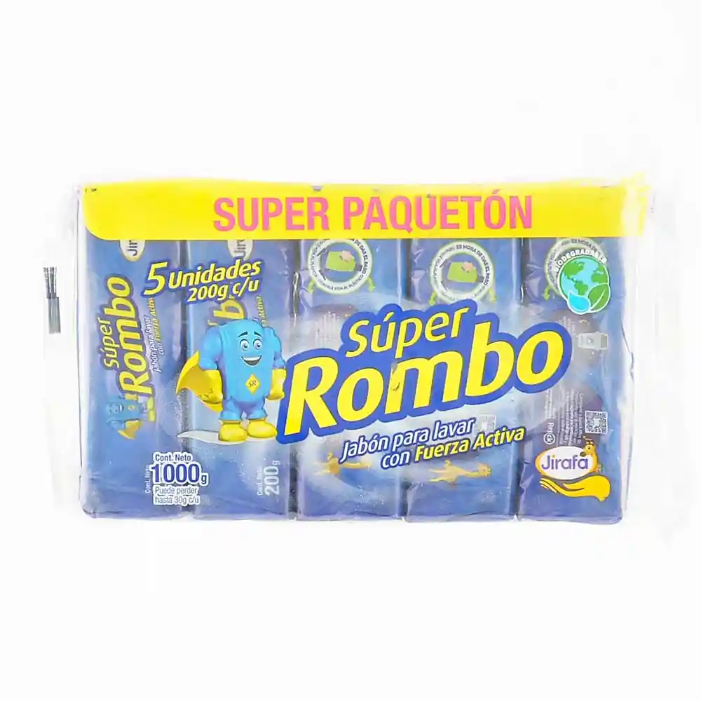 Jabón Súper Rombo Paquetón 1000 G X5 Unds