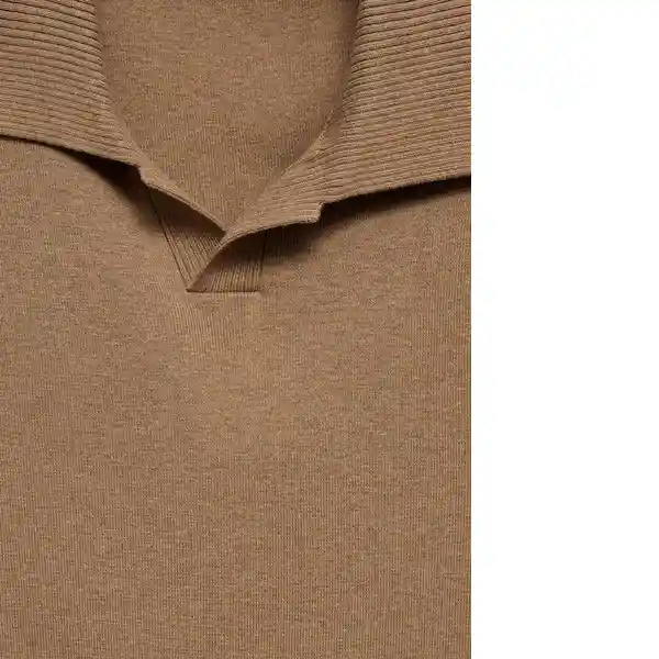 Camisa Polo Lino Camel Talla Xxl Hombre Mango