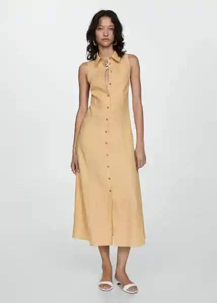 Vestido Alice Ocre Talla M Mujer Mango