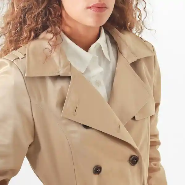 Chaqueta Tipo Gabardina Manga Larga Cuello Café Talla M 719605