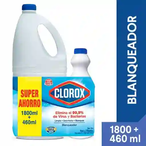 Blanqueador Clorox Original 1.8 lt + Blanqueador Clorox Original 460 ml