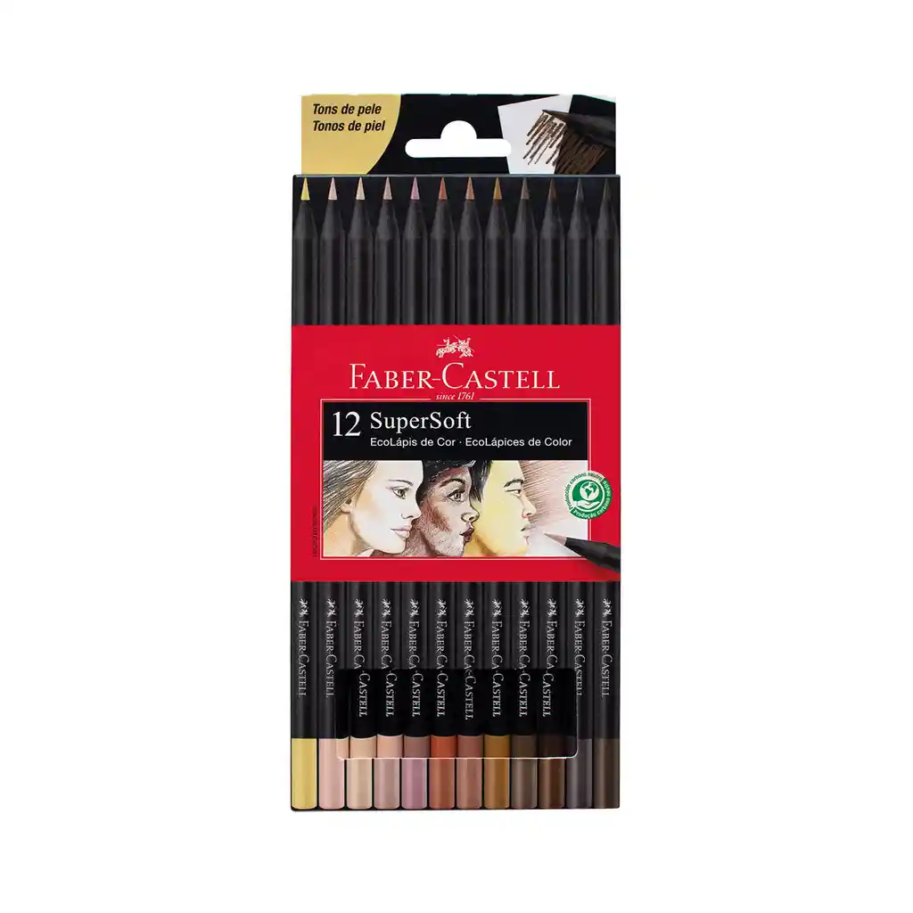 Lapices Colores Faber Castell Supersoft Piel X12 Uni