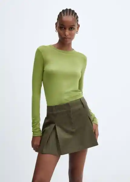 Falda Meli Verde Talla 36 Mujer Mango