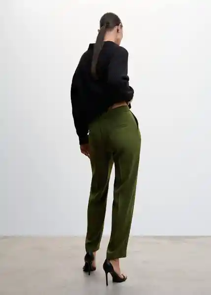 Pantalón Semiflu Verde Talla S Mujer Mango