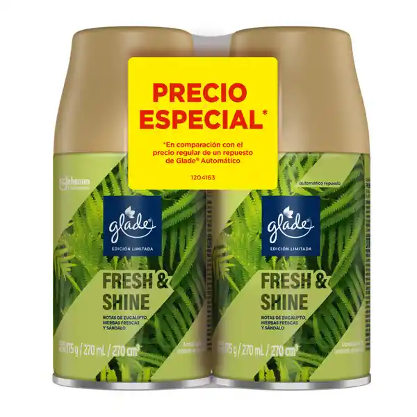 Glade Automático 2  Repuestos Edición Limitada Fresh & Shine 