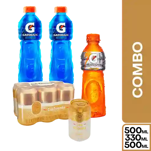 Combo Gatorade Mora Azul Blue Ice + Mandarina + Club Colombia
