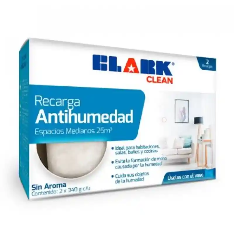 Clark Absorbente Humedad Recarga 2 Recargas 340 Gr