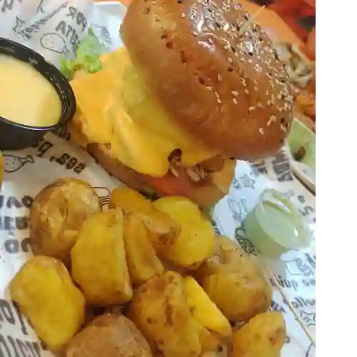 Burguer crunchys + gaseosa 400 ml