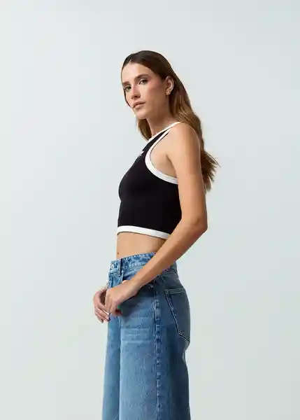 Camiseta Mujer Negro Puro Ultra Oscuro Talla L 402G032 Naf Naf
