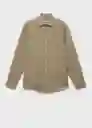 Camisa Rug Khaki Talla M Hombre Mango