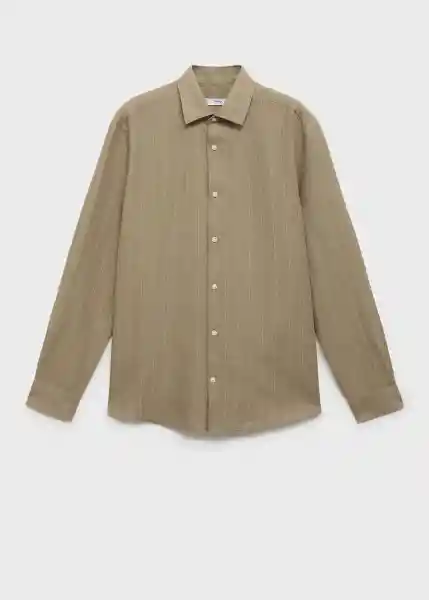 Camisa Rug Khaki Talla M Hombre Mango