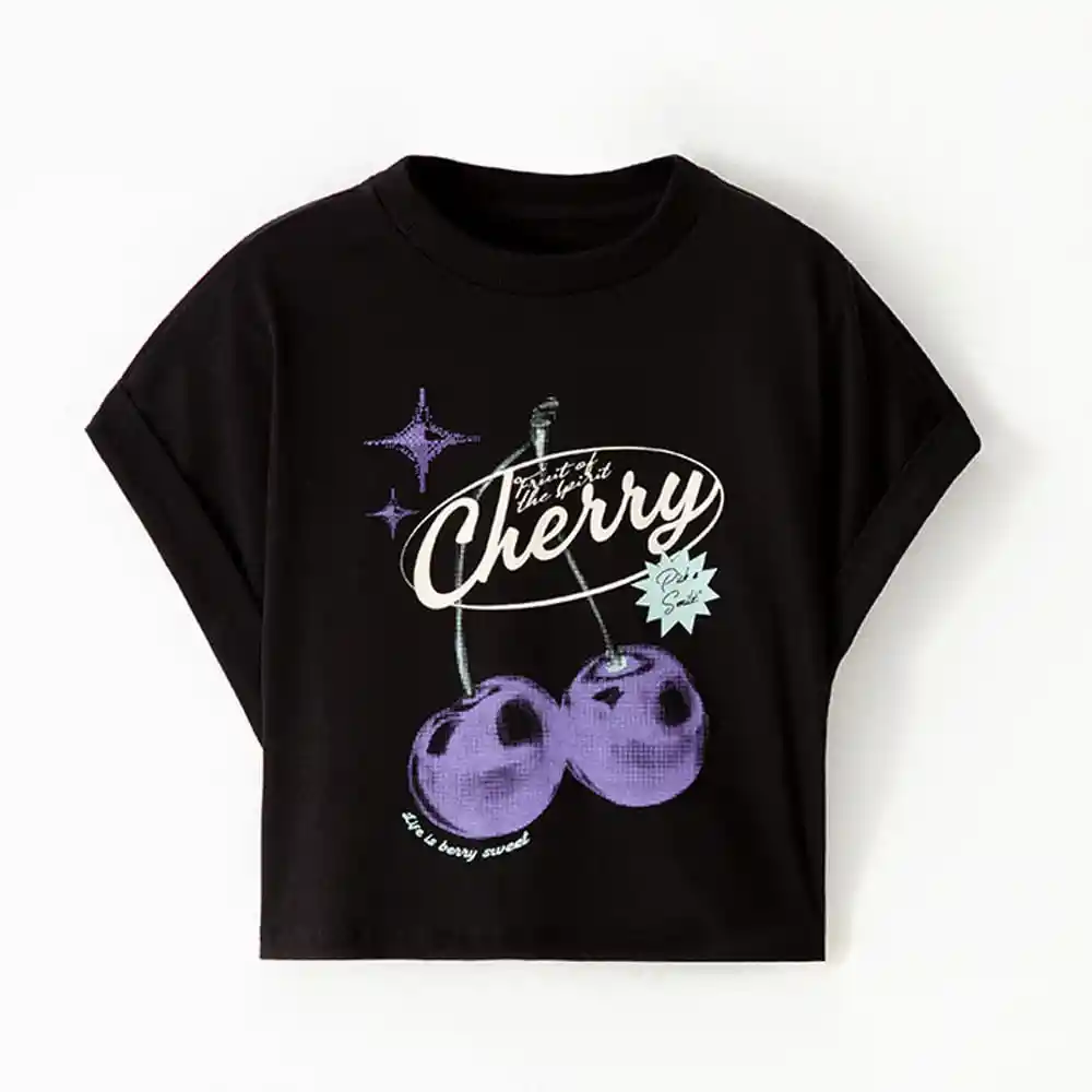 Camiseta Manga Corta Tejido de Punto Kids Femenino Laelle Kd Gef Talla 14