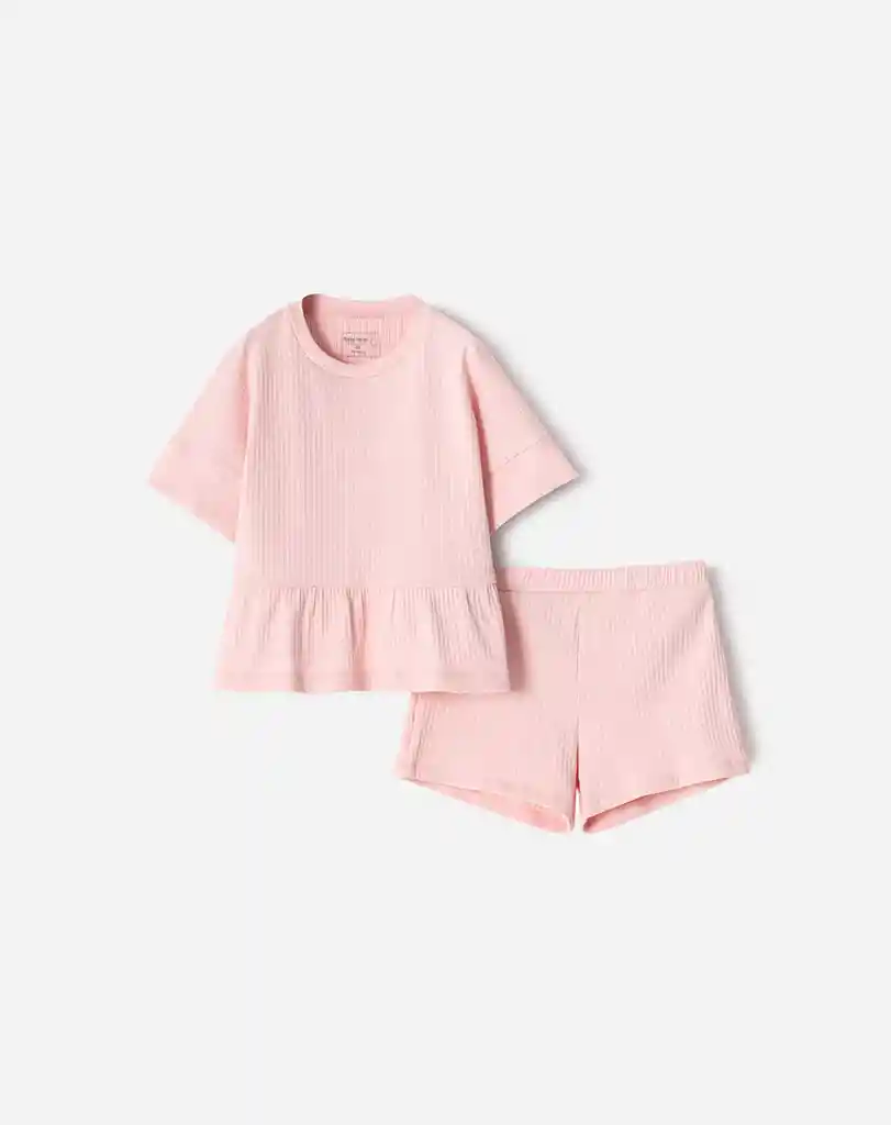 Conjunto Manga Corta y Pantalón Corto Bebita Macarena Baby Fresh Talla 12-18m