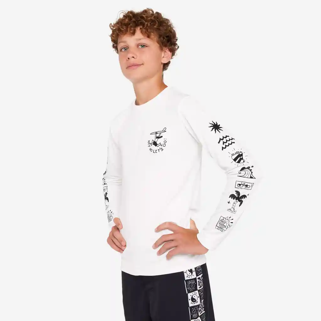 Camiseta De Protección Solar Uv Para Niños De 8-9a Blanco