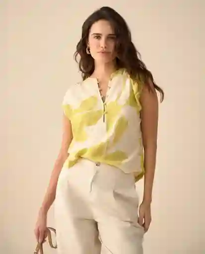 Camisa Amarillo Linaza Medio Talla XS 611G009 Esprit