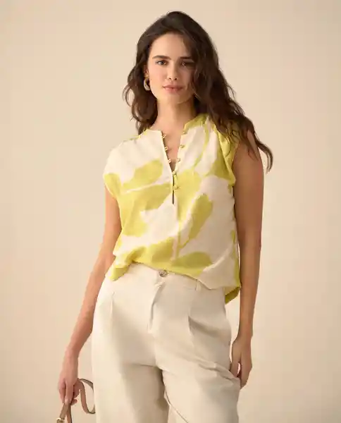 Camisa Amarillo Linaza Medio Talla XS 611G009 Esprit