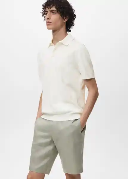 Camiseta Polo Arraona Offwhite Talla M Hombre Mango