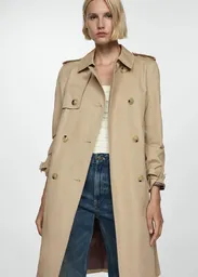 Saco Trench Polana Beige Talla M Mujer Mango