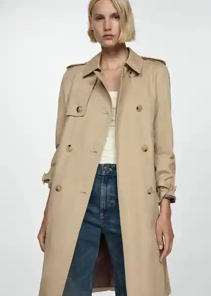 Saco Trench Polana Beige Talla M Mujer Mango