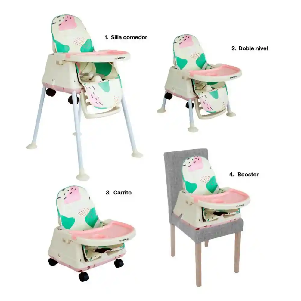 Silla Comedor 3 en 1 Smart Rosado Bebesit Yy22qp