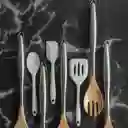 Cuchara Ranurada Acero y Bambu Ambiente Gourmet