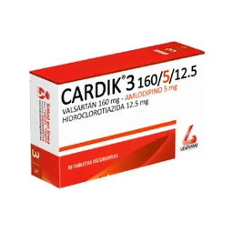 Cardik 3 Valsartan/amlodipino/hidroclorotiazida 160/5/12.5 Mg