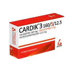 Cardik 3 Valsartan/amlodipino/hidroclorotiazida 160/5/12.5 Mg