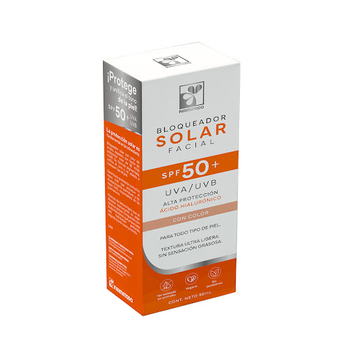 Bloqueador Solar Facialfarmatodo Spf 50+ Con Color Acido Hialuronico