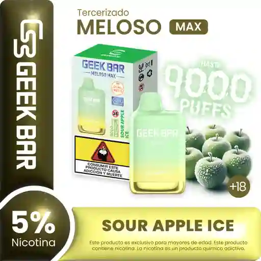 Geek Bar Vape Meloso Max Sour Apple Ice 9000 Puffs 5% Nicotina