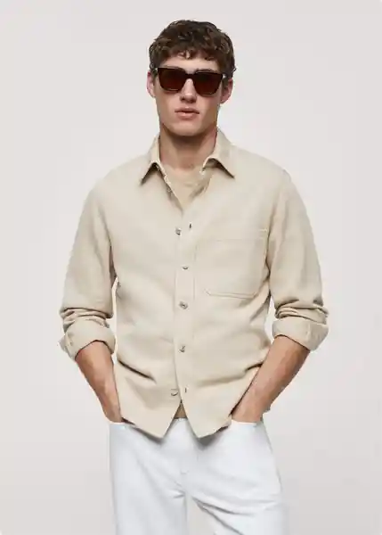 Sobrecamisa Jay Beige Talla L Hombre Mango