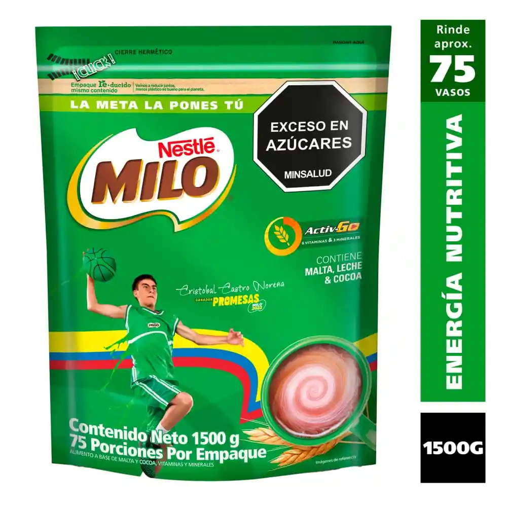 Bebida achocolatada con malta MILO ACTIV-GO x 1500g