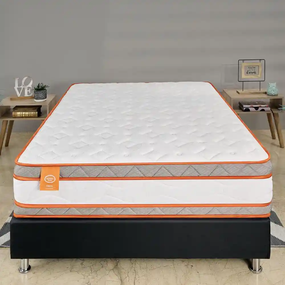 Colchon + Almohada Romance Relax Sencillo (100 X 190 Cm) Plata Pro Premium Resortado Semifirme