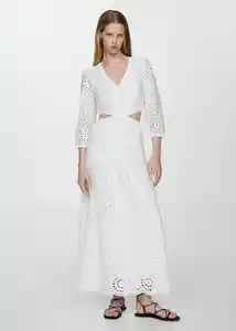 Vestido Lisa Blanco Talla M Mujer Mango