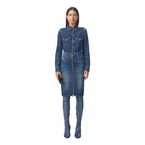 Diesel Falda De-Pencil-Zip Azul Talla 26