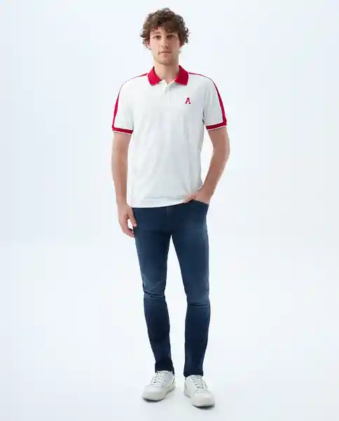 Camiseta Hombre Blanco y Rojo Talla M 809f002 Americanino