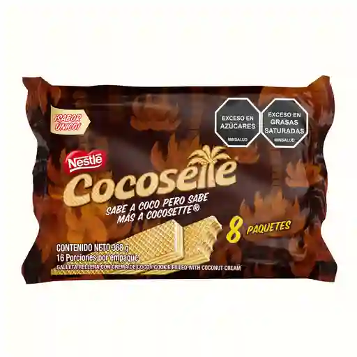 Galletas COCOSETTE Wafer rellenas con crema de coco 8 Unds x 368g