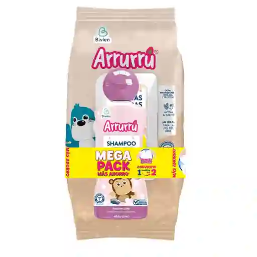Toallas Humedas Arrurru Avena X + Shampoo Arrurru Cabello Oscuro X 120 Ml Mega Pack