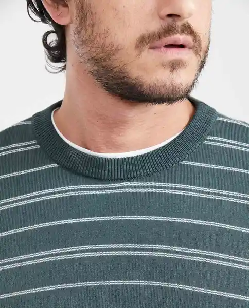 Suéter Stripes Masculino Verde Nafta Ultra Oscuro L Chevignon